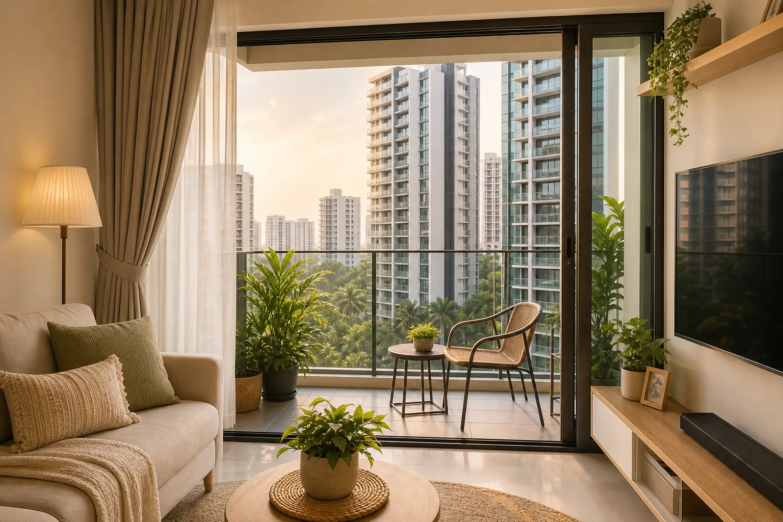Bright Singapore condominium balcony