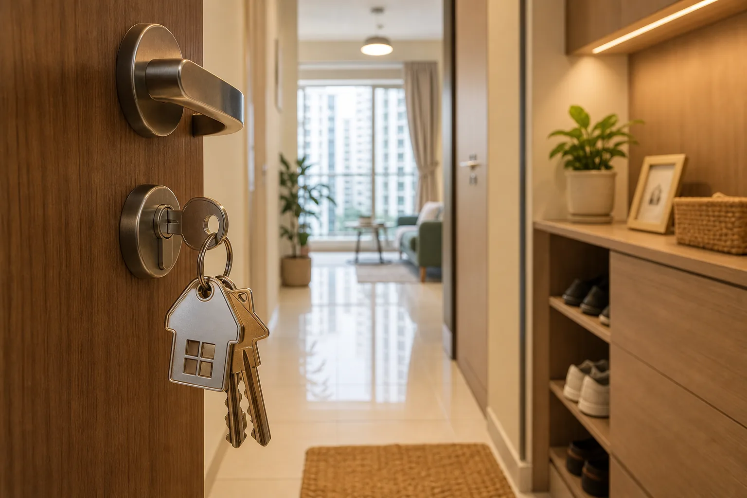 Keys waiting at the entrance to a warm Singapore home